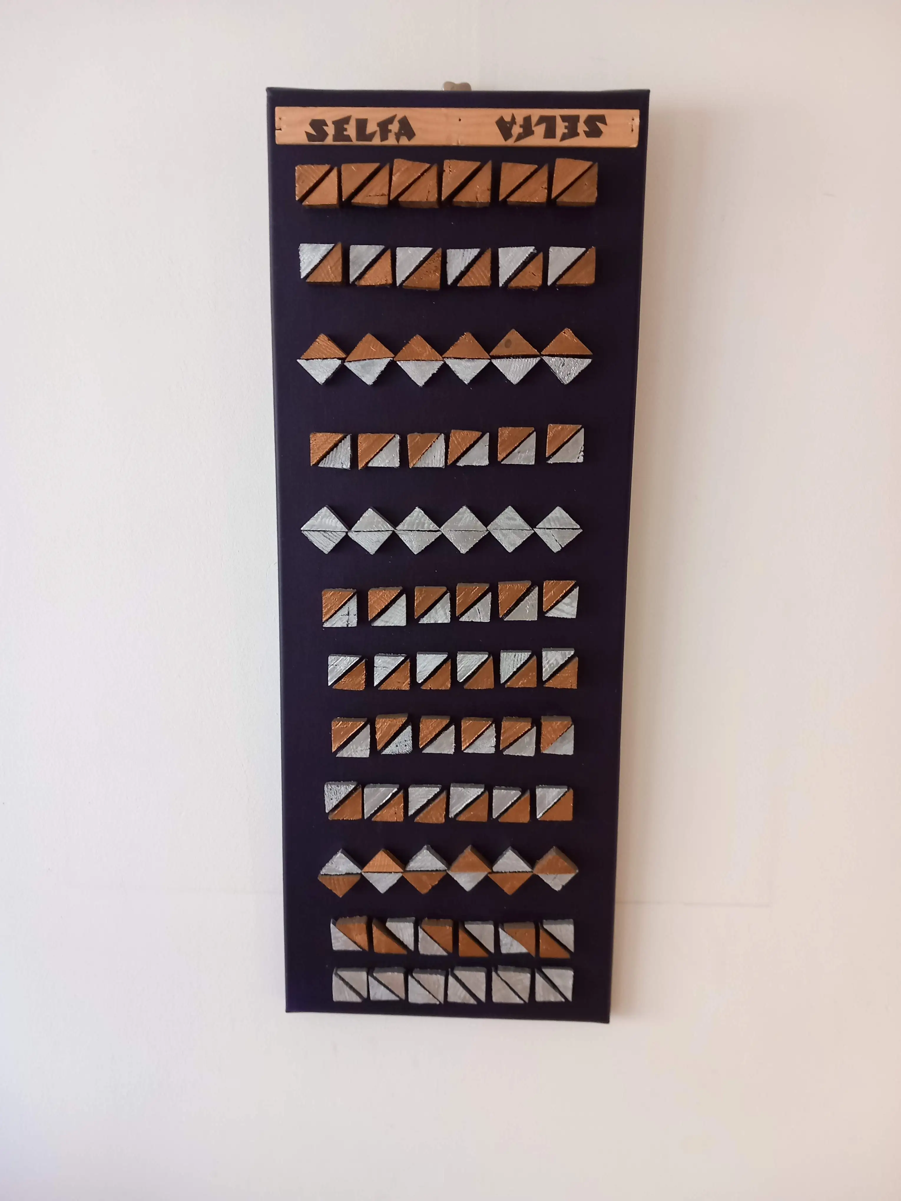Blokjes Blauw Goud Zilver 80x30cm cm - Karl van Stek