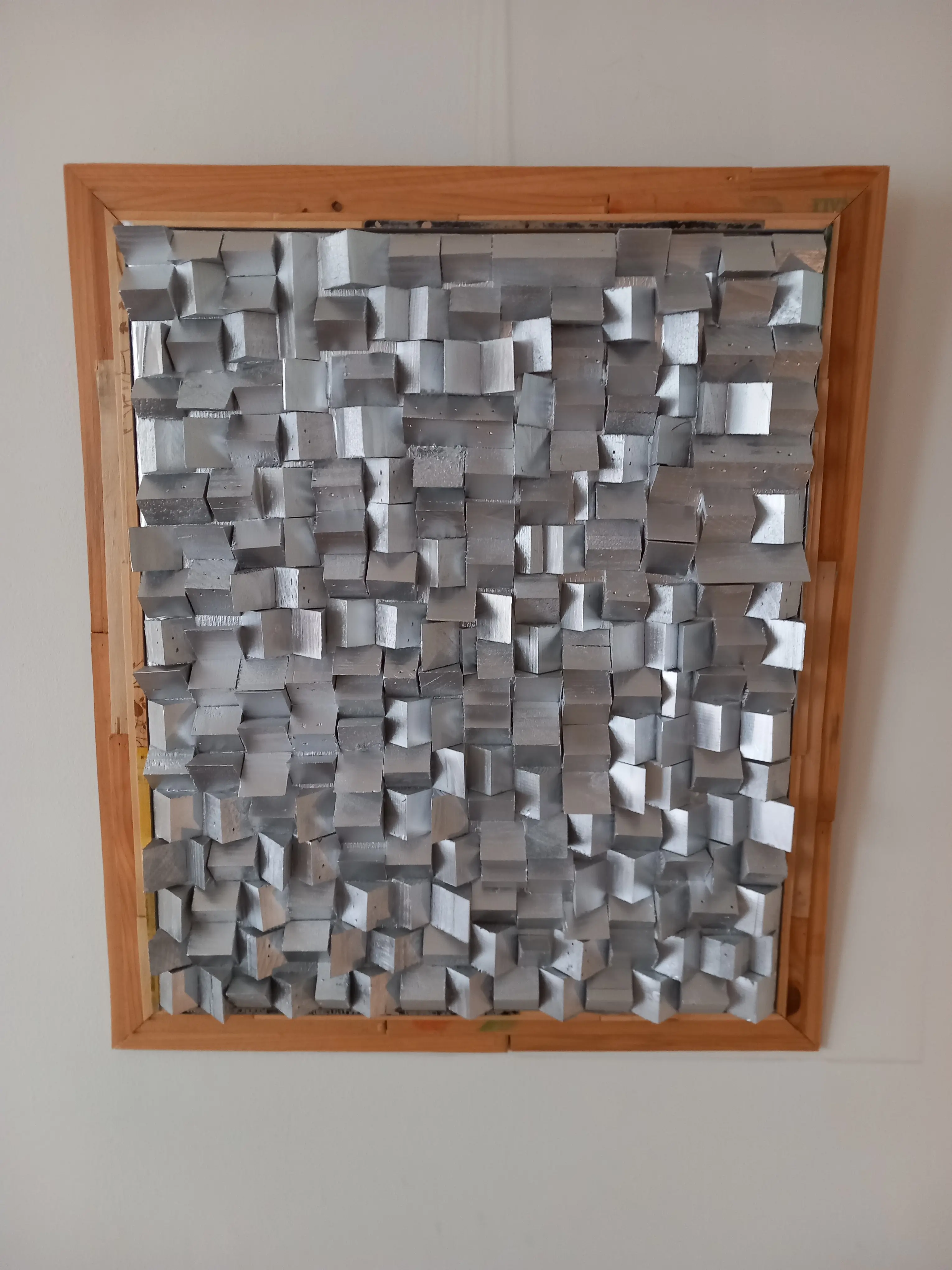 Blokjes Zilver 70x56cm cm - Karl van Stek
