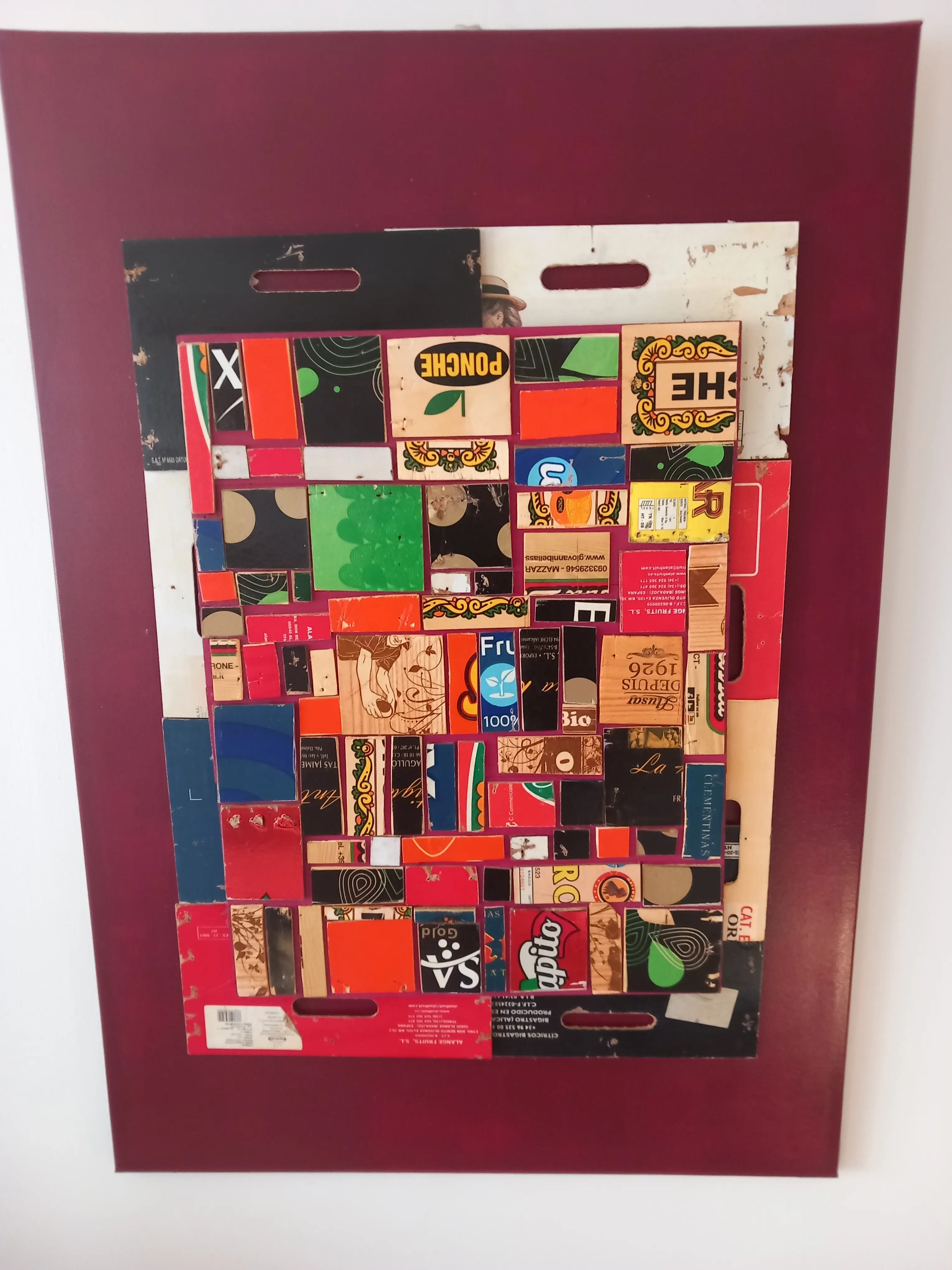 Mozaïek Bordeaux Rood 90x60cm cm - Karl van Stek